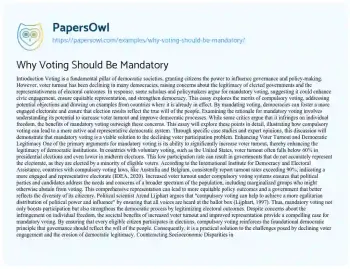 Essay on Why Voting should be Mandatory