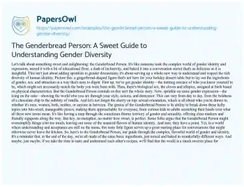 Essay on The Genderbread Person: a Sweet Guide to Understanding Gender Diversity