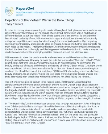 Essay on Depictions of the Vietnam War in the Book Things they Carried