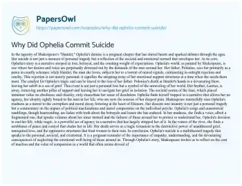 Essay on Why did Ophelia Commit Suicide