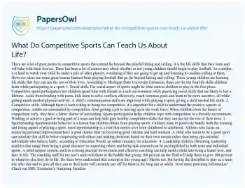 Essay on What do Competitive Sports Can Teach Us about Life?