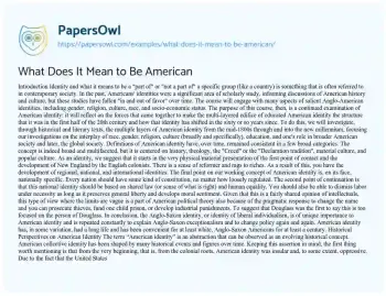 Essay on What does it Mean to be American