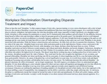 Essay on Workplace Discrimination: Disentangling Disparate Treatment and Impact