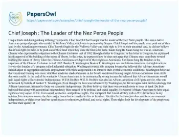 Essay on Chief Joseph : the Leader of the Nez Perze People