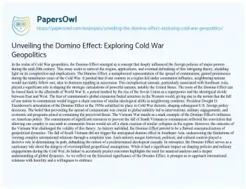 Essay on Unveiling the Domino Effect: Exploring Cold War Geopolitics