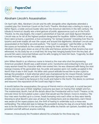 Essay on Abraham Lincoln’s Assassination