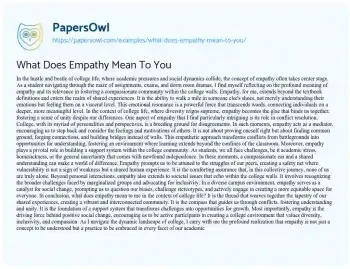 Essay on What does Empathy Mean to you