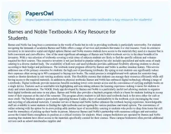 Essay on Barnes and Noble Textbooks: a Key Resource for Students