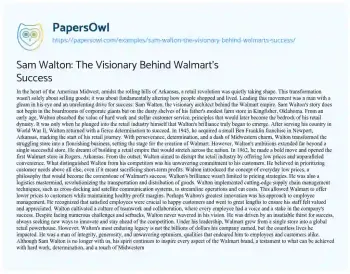 Essay on Sam Walton: the Visionary Behind Walmart’s Success