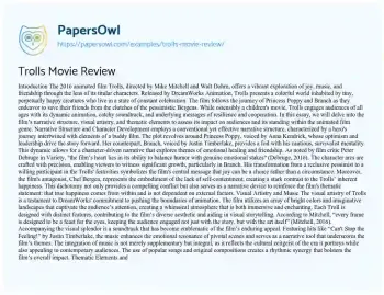 Essay on Trolls Movie Review