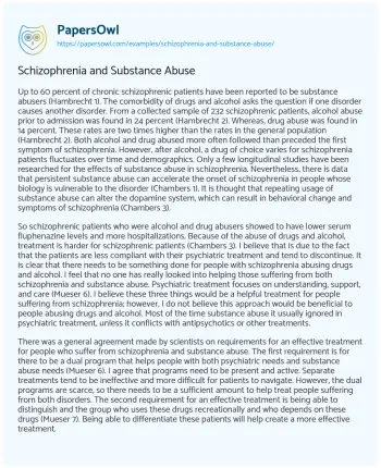 Essay on Schizophrenia and Substance Abuse