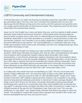 Essay on LGBTQ Community and Entertainment Industry