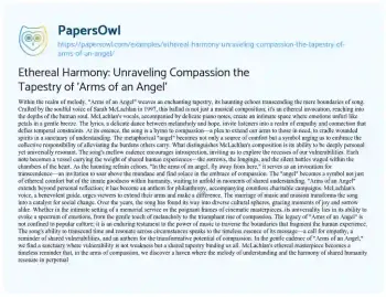 Essay on Ethereal Harmony: Unraveling Compassion the Tapestry of ‘Arms of an Angel’