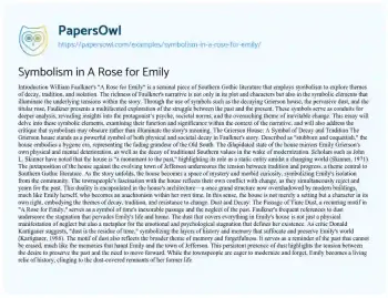 Essay on Symbolism in a Rose for Emily