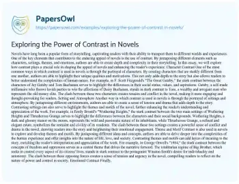 Essay on Exploring the Power of Contrast in Novels