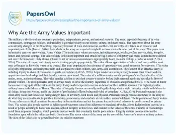 Essay on Why are the Army Values Important