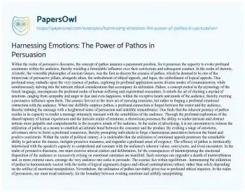 Essay on Harnessing Emotions: the Power of Pathos in Persuasion