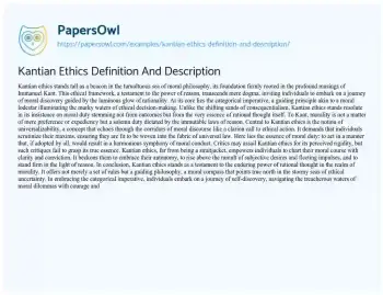 Essay on Kantian Ethics Definition and Description