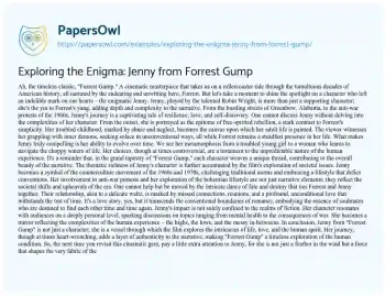 Essay on Exploring the Enigma: Jenny from Forrest Gump