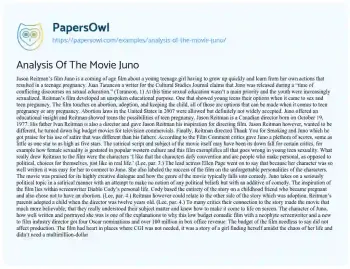 Essay on Analysis of the Movie Juno