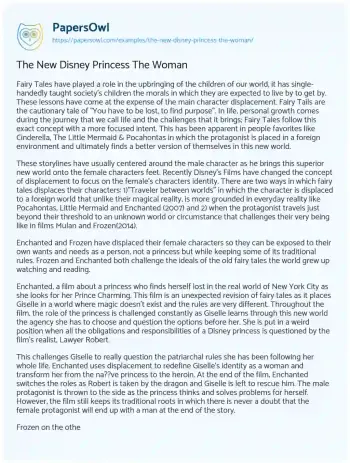 Essay on Evolution of Female Protagonists in Fairy Tales