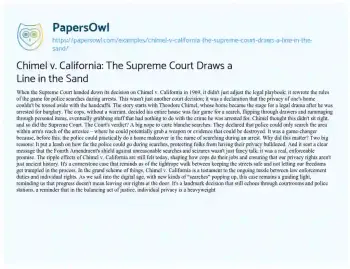 Essay on Chimel V. California: the Supreme Court Draws a Line in the Sand