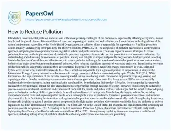 Essay on How to Reduce Pollution