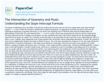 Essay on The Intersection of Geometry and Music: Understanding the Slope-Intercept Formula