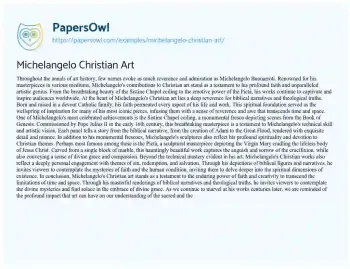 Essay on Michelangelo Christian Art