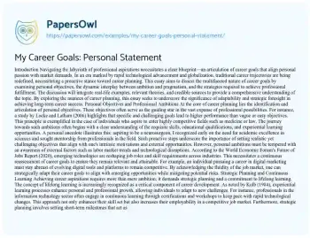 Essay on My Career Goals: Personal Statement