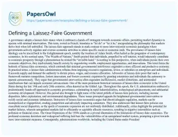 Essay on Defining a Laissez-Faire Government