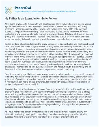 Essay on My Father is an Example for me to Follow