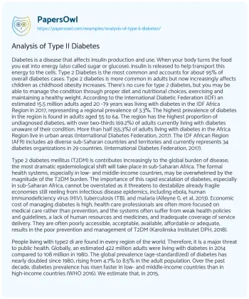 Essay on Analysis of Type II Diabetes