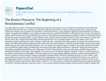 Essay on The Boston Massacre: the Beginning of a Revolutionary Conflict