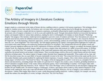 Essay on The Artistry of Imagery in Literature: Evoking Emotions through Words