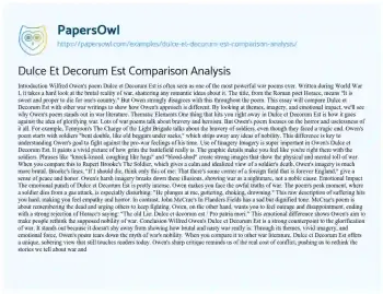 Essay on Dulce Et Decorum Est Comparison Analysis