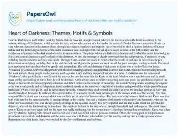 Essay on Heart of Darkness: Themes, Motifs & Symbols