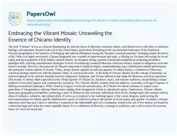 Essay on Embracing the Vibrant Mosaic: Unraveling the Essence of Chicano Identity