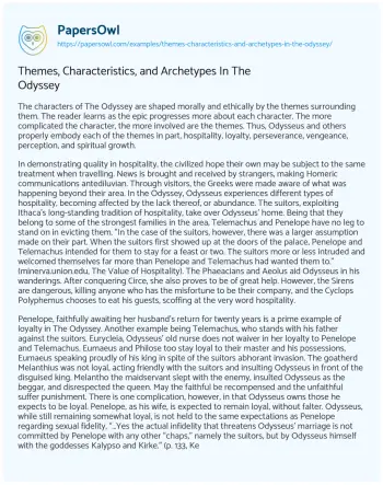 Essay on Themes, Characteristics, and Archetypes in the Odyssey