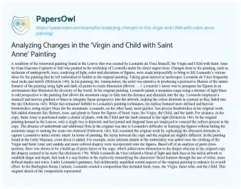 Essay on Analyzing Changes in the ‘Virgin and Child with Saint Anne’ Painting