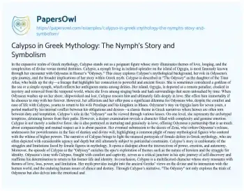 Essay on Calypso in Greek Mythology: the Nymph’s Story and Symbolism