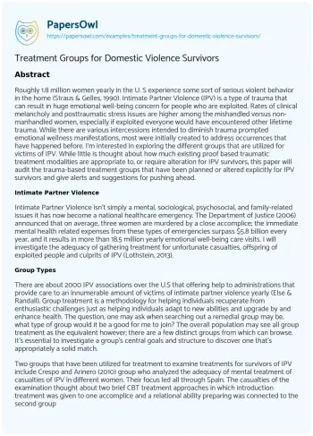 Essay on Treatment Groups for Domestic Violence Survivors