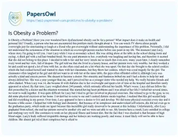 Essay on Is Obesity a Problem?