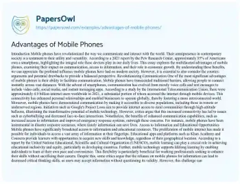 Essay on Advantages of Mobile Phones