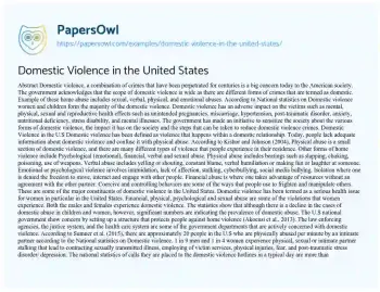 Essay on Domestic Violence in the United States