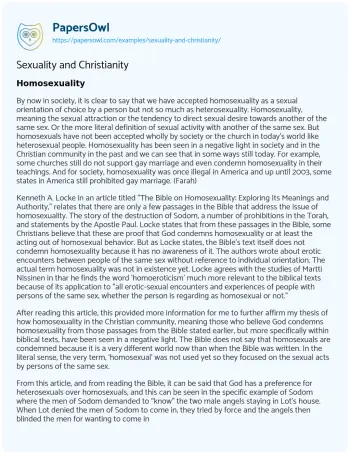 Essay on Sexuality and Christianity