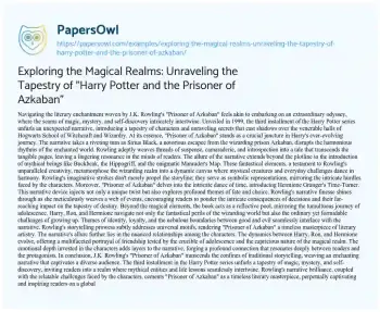 Essay on Exploring the Magical Realms: Unraveling the Tapestry of “Harry Potter and the Prisoner of Azkaban”