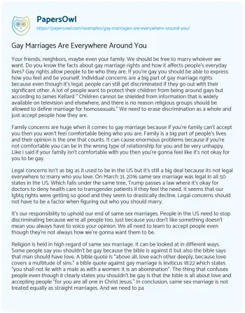 Essay on Gay Marriages are Everywhere Around you