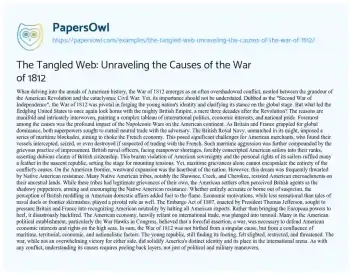 Essay on The Tangled Web: Unraveling the Causes of the War of 1812