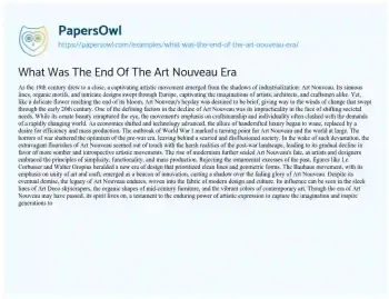 Essay on What was the End of the Art Nouveau Era